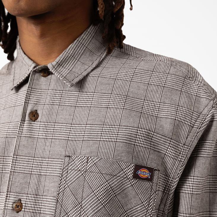 Heren Dickies Bakerhill overhemd met lange mouwen bruine plaid (bp3) kleding 6F0X941