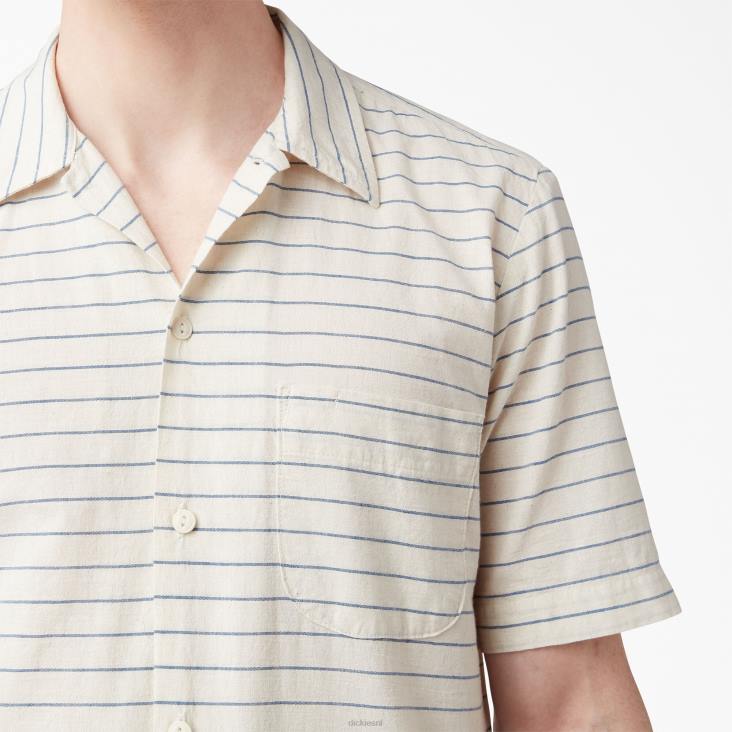 Heren Dickies Gestreept overhemd met korte mouwen uit 1922 gespoeld blauw chambray (rblc) kleding 6F0X943