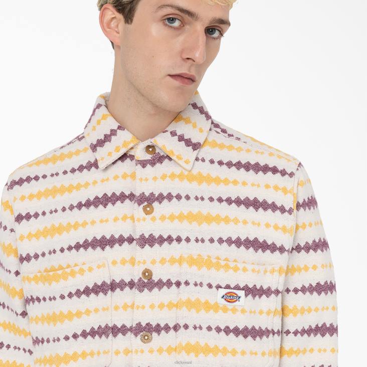 Heren Dickies falkville overhemd met lange mouwen ecru/druif (egd) kleding 6F0X940