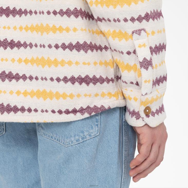 Heren Dickies falkville overhemd met lange mouwen ecru/druif (egd) kleding 6F0X940