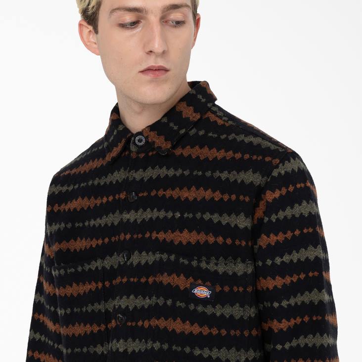 Heren Dickies falkville overhemd met lange mouwen zwart/militair groen (bmn) kleding 6F0X939