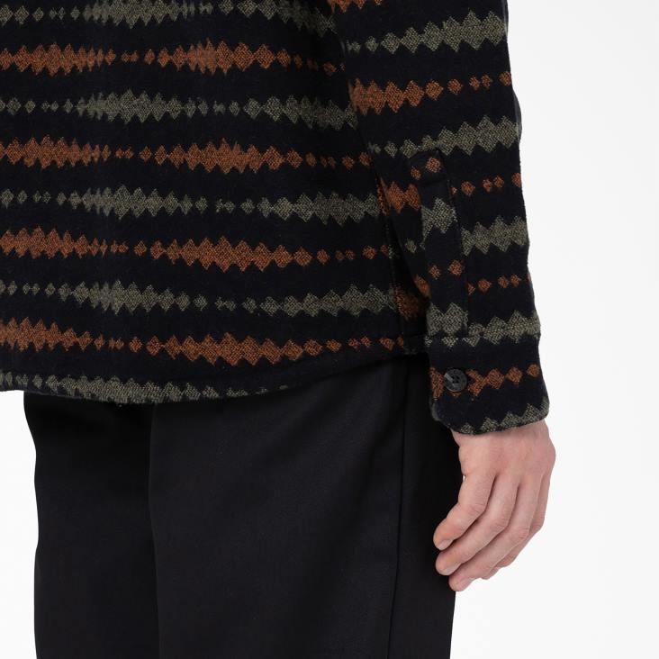 Heren Dickies falkville overhemd met lange mouwen zwart/militair groen (bmn) kleding 6F0X939