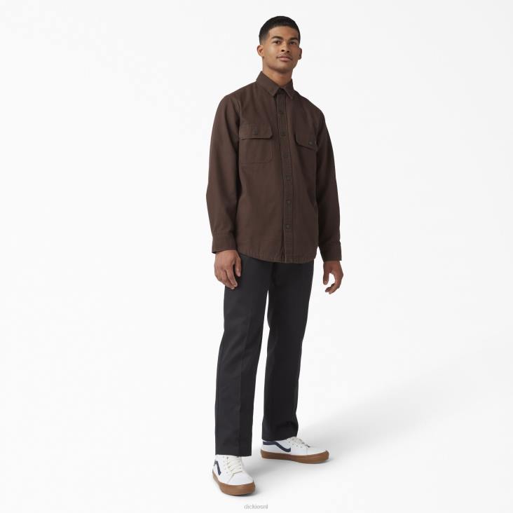 Heren Dickies flanellen gevoerd eendenhemd met lange mouwen chocoladebruin (cb) kleding 6F0X863