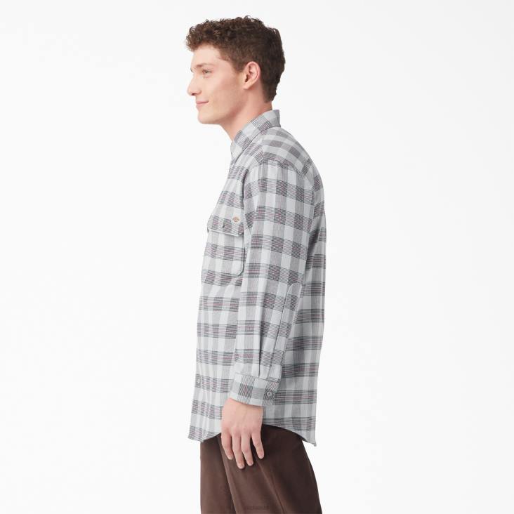 Heren Dickies flanellen overhemd met lange mouwen ultieme grijze plaid (upr) kleding 6F0X782