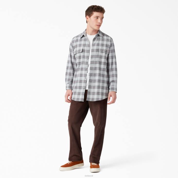 Heren Dickies flanellen overhemd met lange mouwen ultieme grijze plaid (upr) kleding 6F0X782