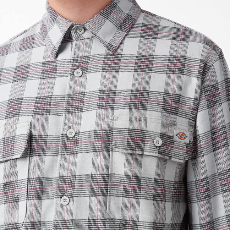 Heren Dickies flanellen overhemd met lange mouwen ultieme grijze plaid (upr) kleding 6F0X782