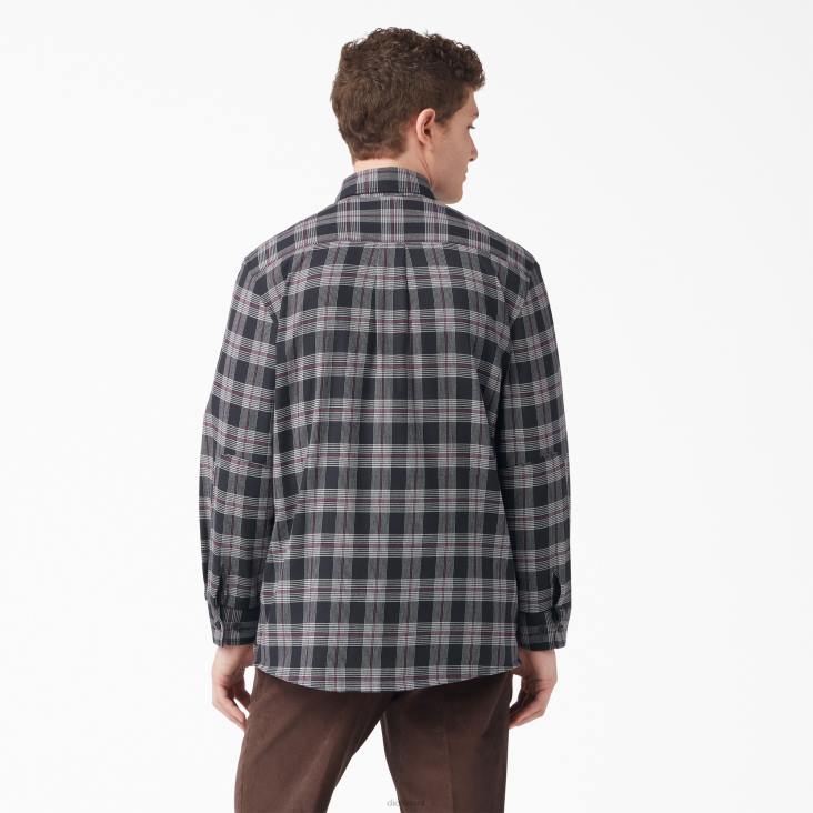 Heren Dickies flanellen overhemd met lange mouwen wijn/zwart plaid (bpe) kleding 6F0X780