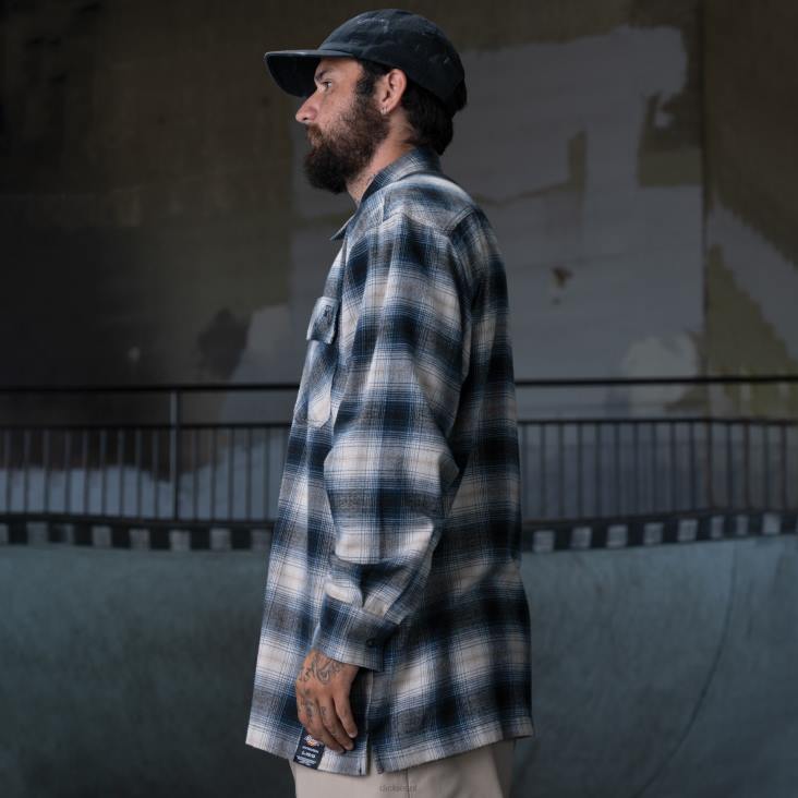 Heren Dickies ronnie sandoval geborsteld flanellen overhemd blauwe ombre plaid (ol2) kleding 6F0X730