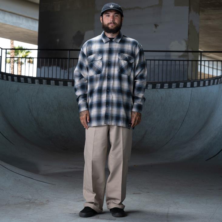 Heren Dickies ronnie sandoval geborsteld flanellen overhemd blauwe ombre plaid (ol2) kleding 6F0X730