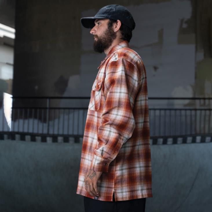 Heren Dickies ronnie sandoval geborsteld flanellen overhemd gebrande ombre plaid (ob2) kleding 6F0X729