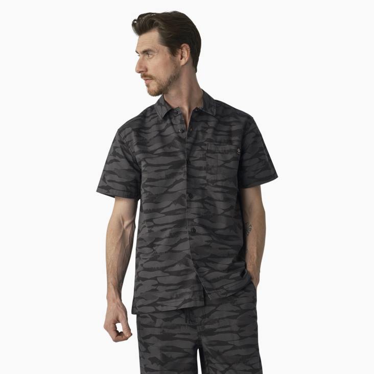 Heren Dickies skateboarden verkoelend relaxed fit shirt zwarte ton-sur-ton camo (bnc) kleding 6F0X824