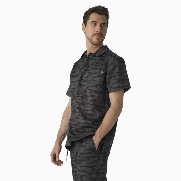 Heren Dickies skateboarden verkoelend relaxed fit shirt zwarte ton-sur-ton camo (bnc) kleding 6F0X824