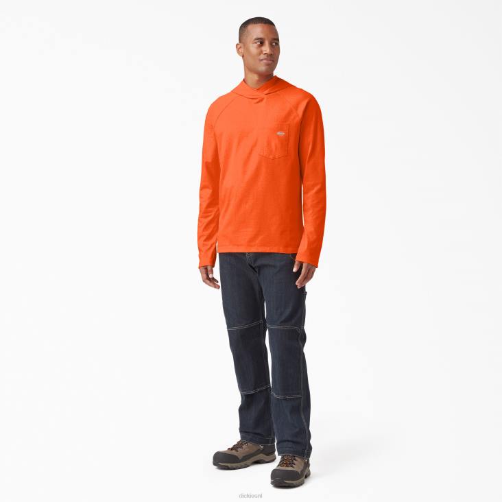 Heren Dickies zonneshirt met verkoelende prestaties fel oranje (bod) kleding 6F0X651