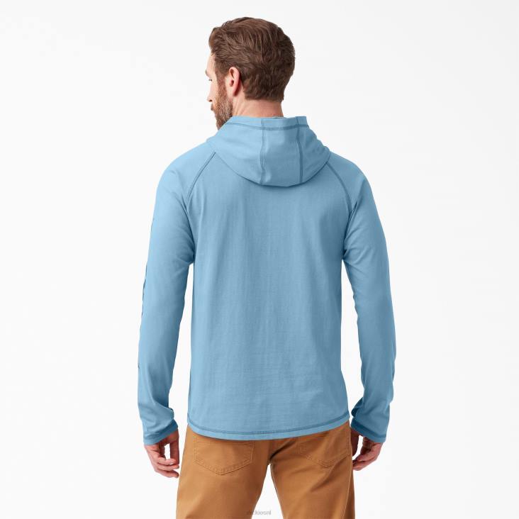 Heren Dickies zonneshirt met verkoelende prestaties stoffig blauw (dl) kleding 6F0X653