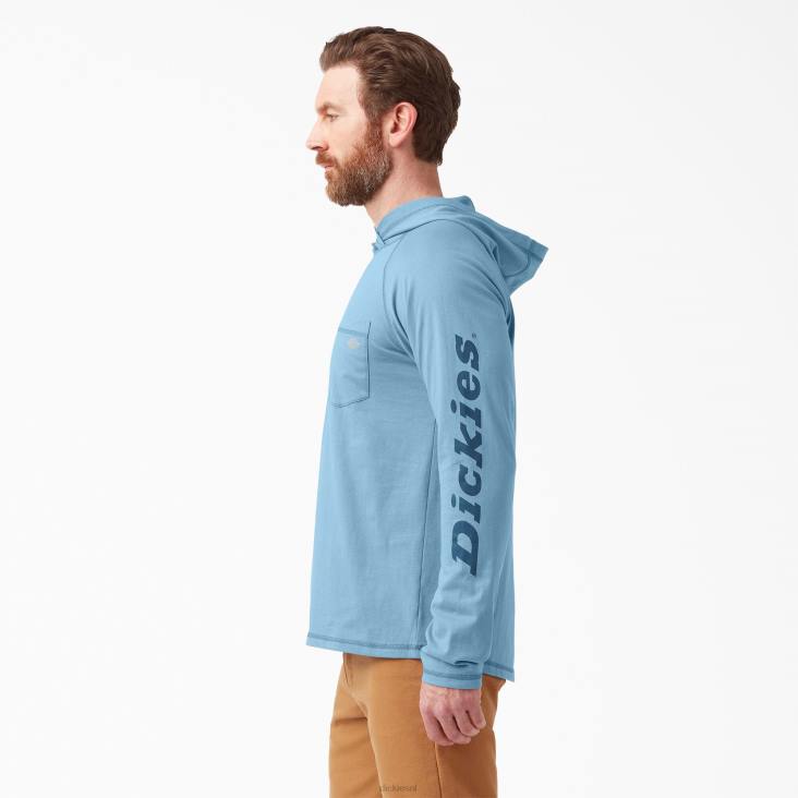 Heren Dickies zonneshirt met verkoelende prestaties stoffig blauw (dl) kleding 6F0X653