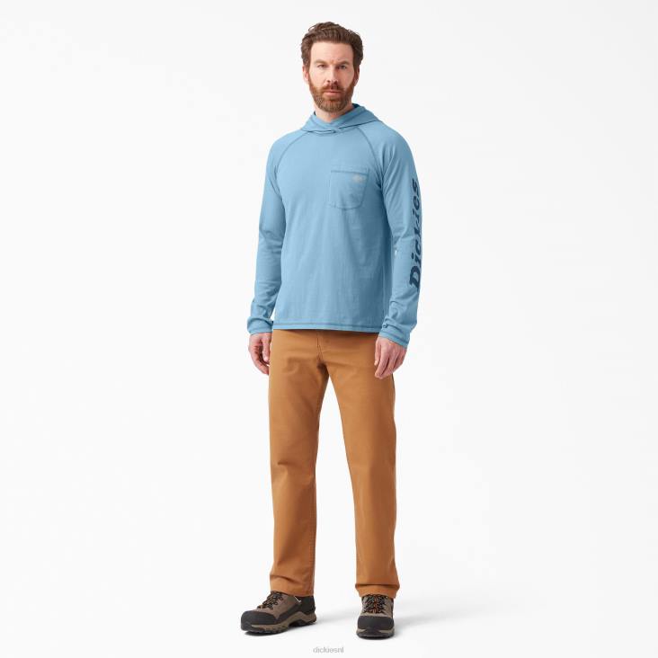 Heren Dickies zonneshirt met verkoelende prestaties stoffig blauw (dl) kleding 6F0X653