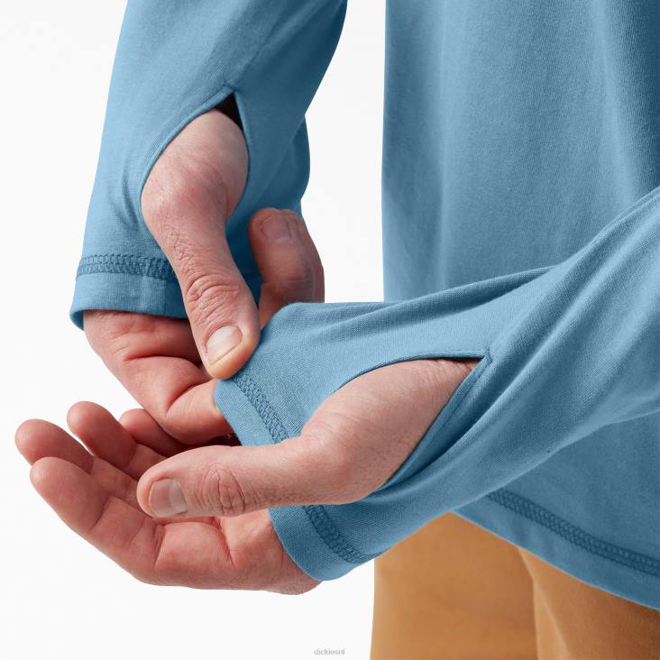 Heren Dickies zonneshirt met verkoelende prestaties stoffig blauw (dl) kleding 6F0X653