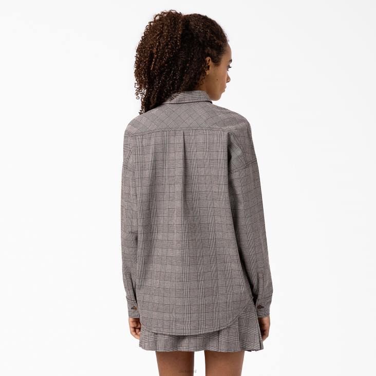 vrouwen Dickies Bakerhill oversized overhemd bruine plaid (bp3) kleding 6F0X2102