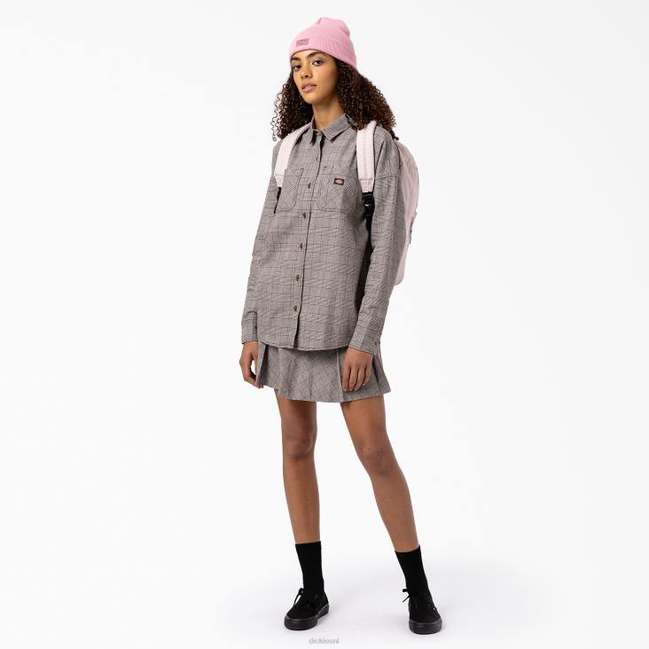vrouwen Dickies Bakerhill oversized overhemd bruine plaid (bp3) kleding 6F0X2102
