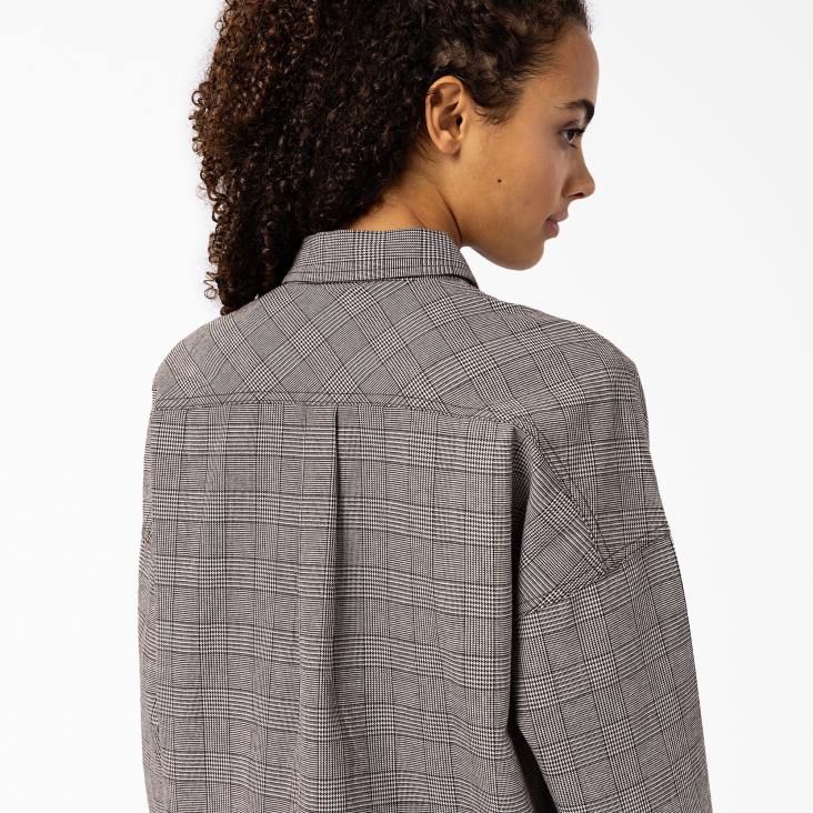 vrouwen Dickies Bakerhill oversized overhemd bruine plaid (bp3) kleding 6F0X2102