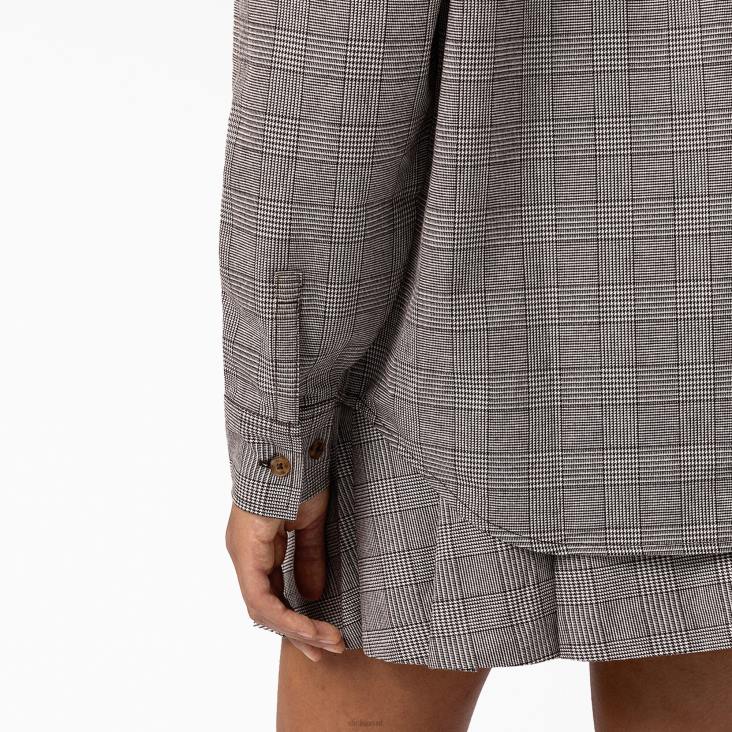 vrouwen Dickies Bakerhill oversized overhemd bruine plaid (bp3) kleding 6F0X2102