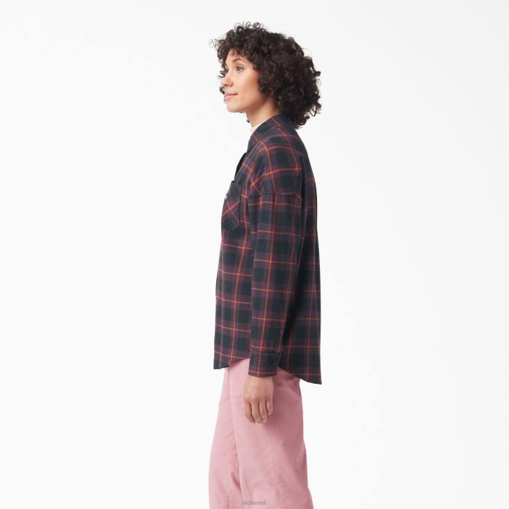vrouwen Dickies Bakerhill oversized overhemd wijn/zwart plaid (bpn) kleding 6F0X2101