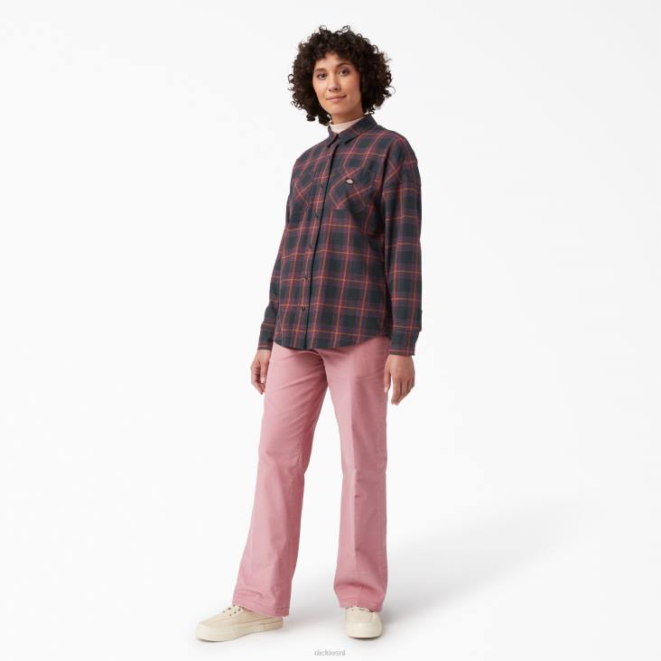 vrouwen Dickies Bakerhill oversized overhemd wijn/zwart plaid (bpn) kleding 6F0X2101