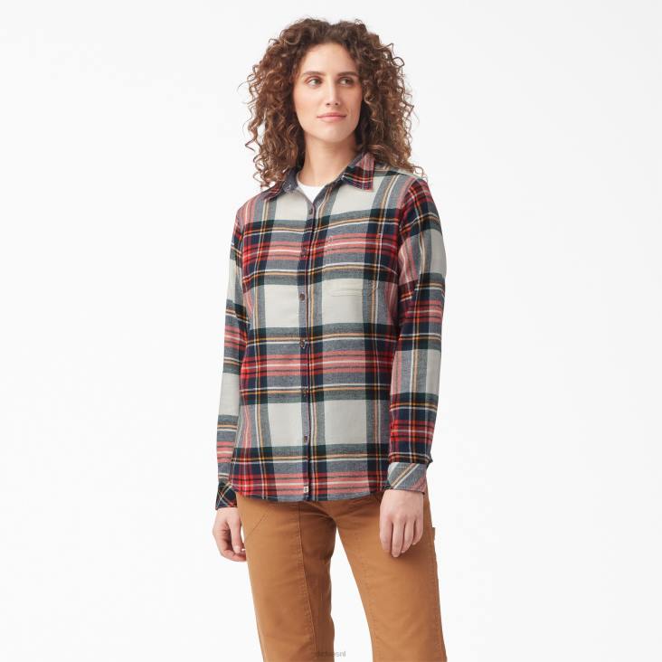 vrouwen Dickies geruit flanellen overhemd met lange mouwen gesmolten lava highland plaid (b1l) kleding 6F0X2206