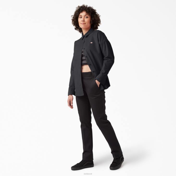 vrouwen Dickies halleyville oversized corduroy overhemd zwart (bkx) kleding 6F0X2184