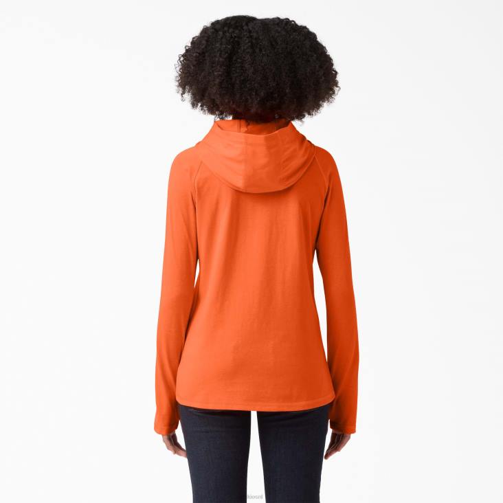 vrouwen Dickies zonneshirt met verkoelende prestaties fel oranje (bod) kleding 6F0X1659