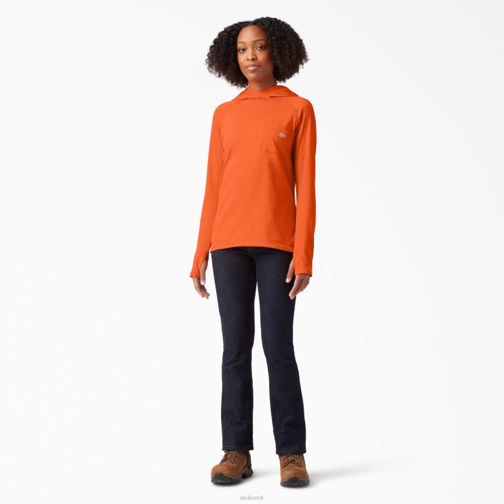 vrouwen Dickies zonneshirt met verkoelende prestaties fel oranje (bod) kleding 6F0X1659