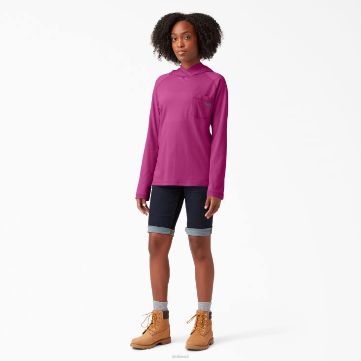 vrouwen Dickies zonneshirt met verkoelende prestaties festival fuchsia (f2f) kleding 6F0X1664