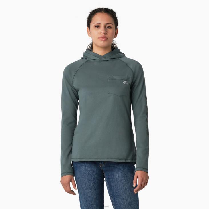 vrouwen Dickies zonneshirt met verkoelende prestaties lincoln groen (ln) kleding 6F0X1665