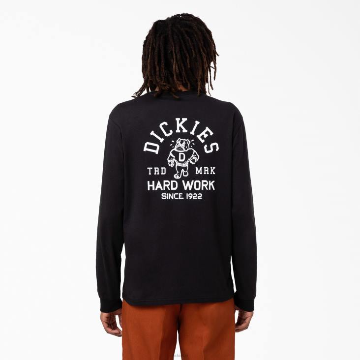 Heren Dickies Cleveland T-shirt met lange mouwen zwart (kbk) kleding 6F0X945