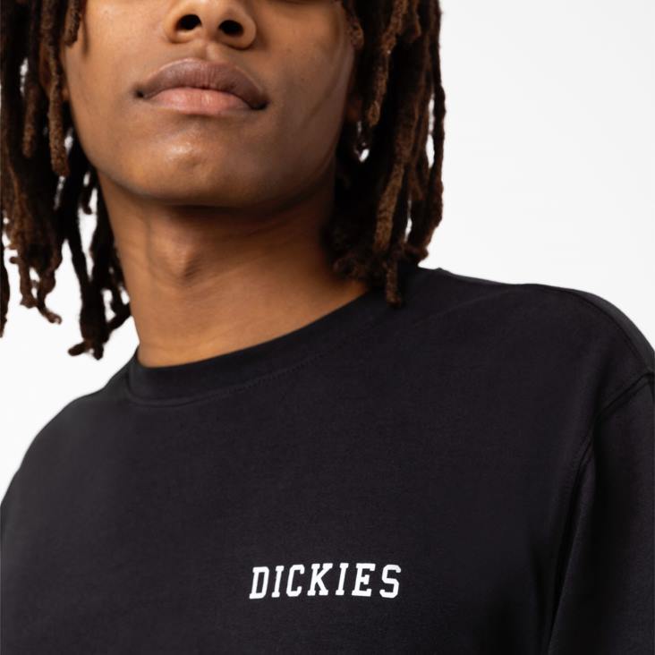 Heren Dickies Cleveland T-shirt met lange mouwen zwart (kbk) kleding 6F0X945