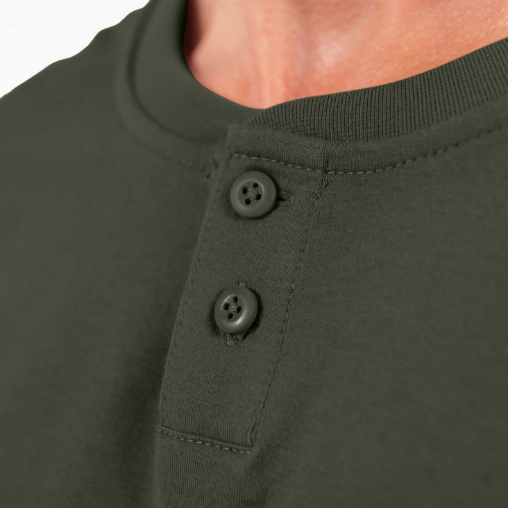 Heren Dickies Henley T-shirt met lange mouwen olijfgroen (og) kleding 6F0X809
