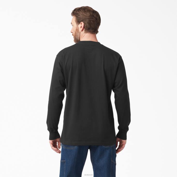 Heren Dickies T-shirt met driekleurig logo en lange mouwen zwart (kbk) kleding 6F0X829