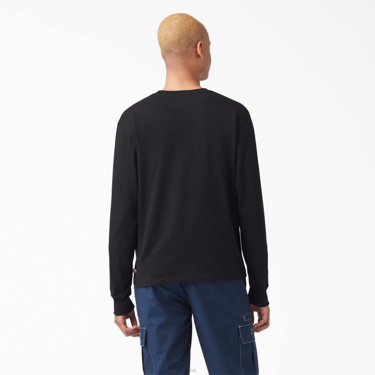 Heren Dickies T-shirt met skateboardlogo en lange mouwen zwart (kbk) kleding 6F0X884