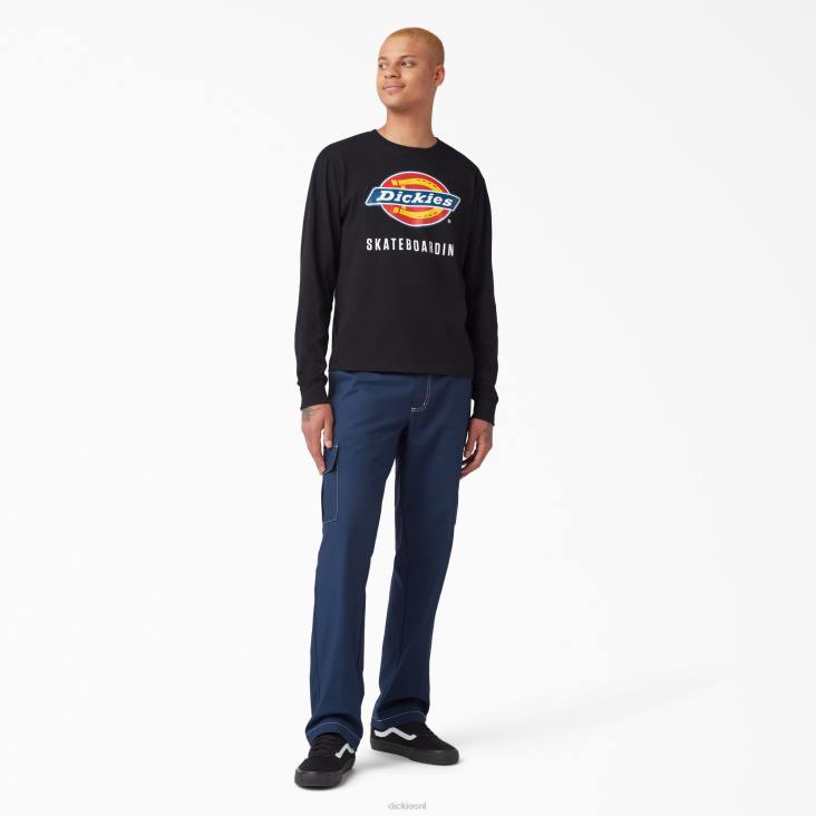 Heren Dickies T-shirt met skateboardlogo en lange mouwen zwart (kbk) kleding 6F0X884
