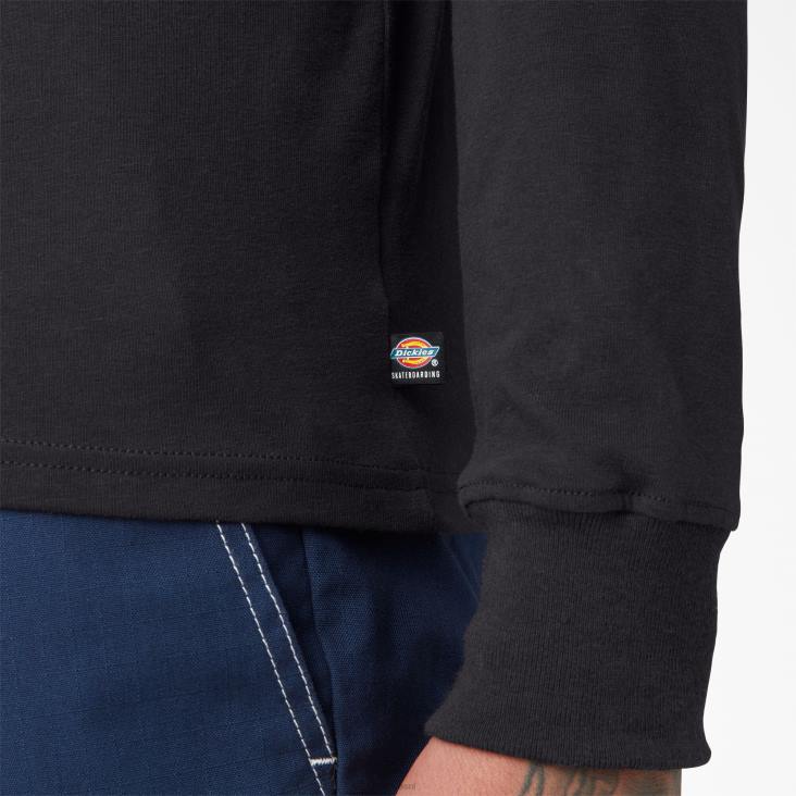 Heren Dickies T-shirt met skateboardlogo en lange mouwen zwart (kbk) kleding 6F0X884