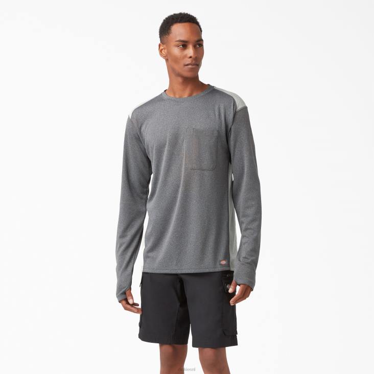 Heren Dickies Temp-iq 365 T-shirt met lange mouwen donkergrijze heide (ghf) kleding 6F0X702