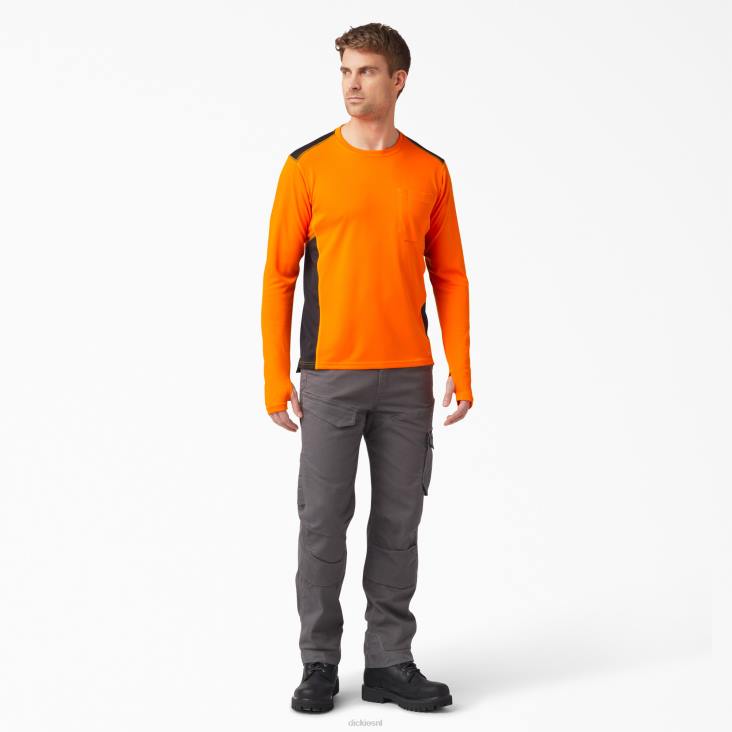 Heren Dickies Temp-iq 365 T-shirt met lange mouwen neon oranje (nvt) kleding 6F0X705
