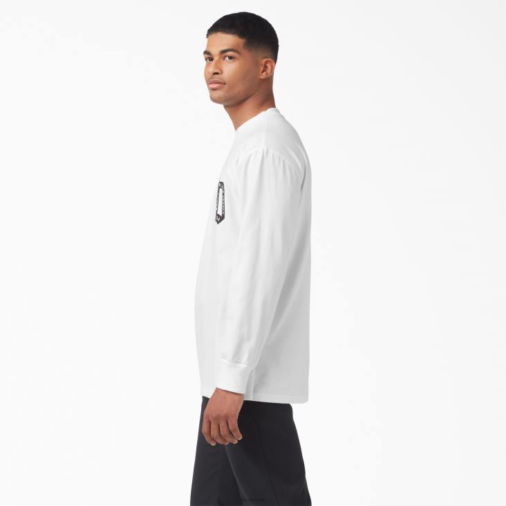 Heren Dickies Union Springs T-shirt met lange mouwen wit (wh) kleding 6F0X836