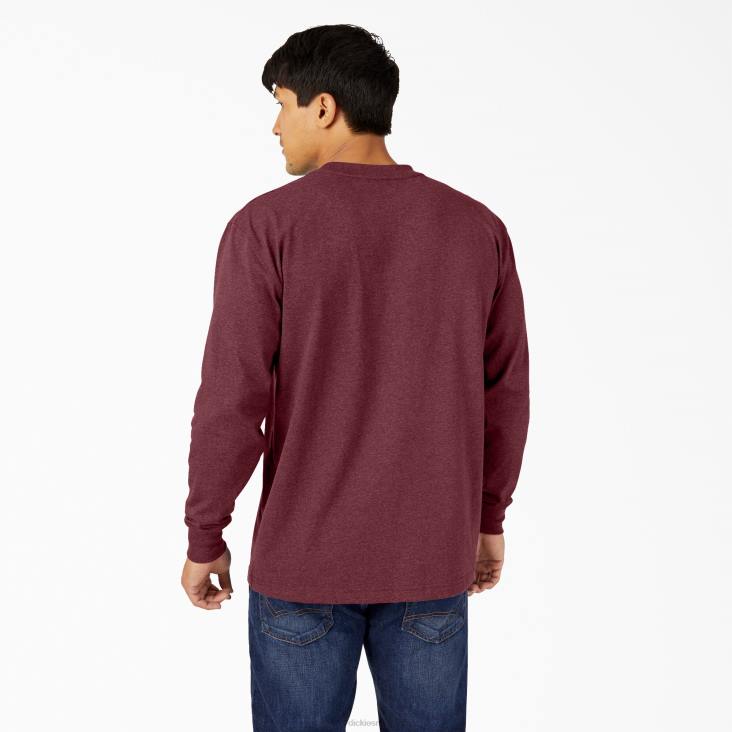 Heren Dickies gemêleerd zwaargewicht T-shirt met lange mouwen bordeaux (byd) kleding 6F0X716