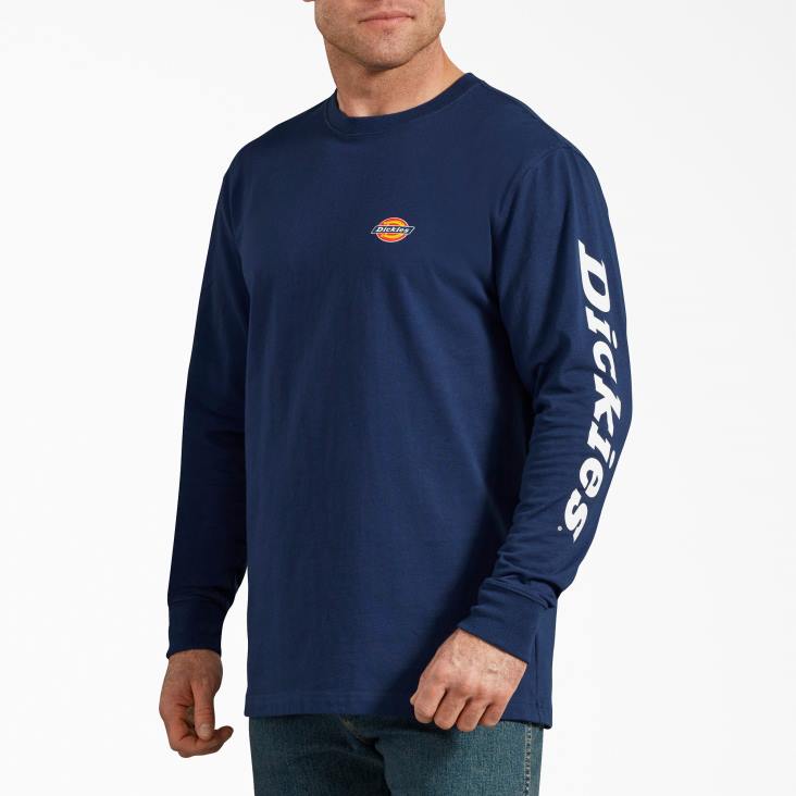 Heren Dickies grafisch T-shirt met lange mouwen diepblauw (el) kleding 6F0X766