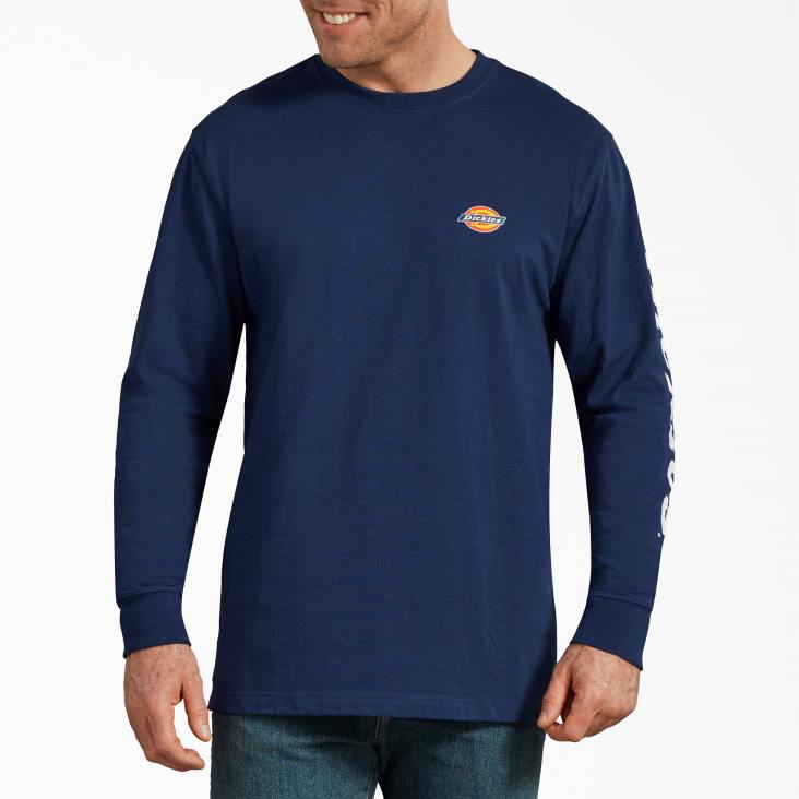 Heren Dickies grafisch T-shirt met lange mouwen diepblauw (el) kleding 6F0X766
