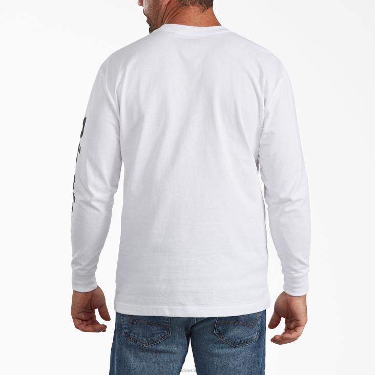 Heren Dickies grafisch T-shirt met lange mouwen wit (wh) kleding 6F0X769