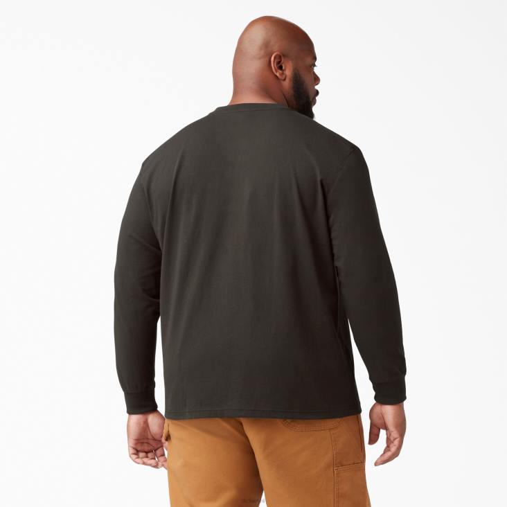 Heren Dickies henley t-shirt met lange mouwen van zware kwaliteit chocoladebruin (cb) kleding 6F0X694