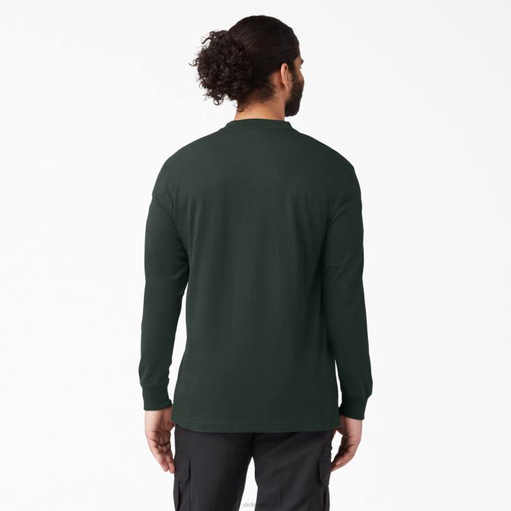 Heren Dickies henley t-shirt met lange mouwen van zware kwaliteit jager groen (gh) kleding 6F0X697