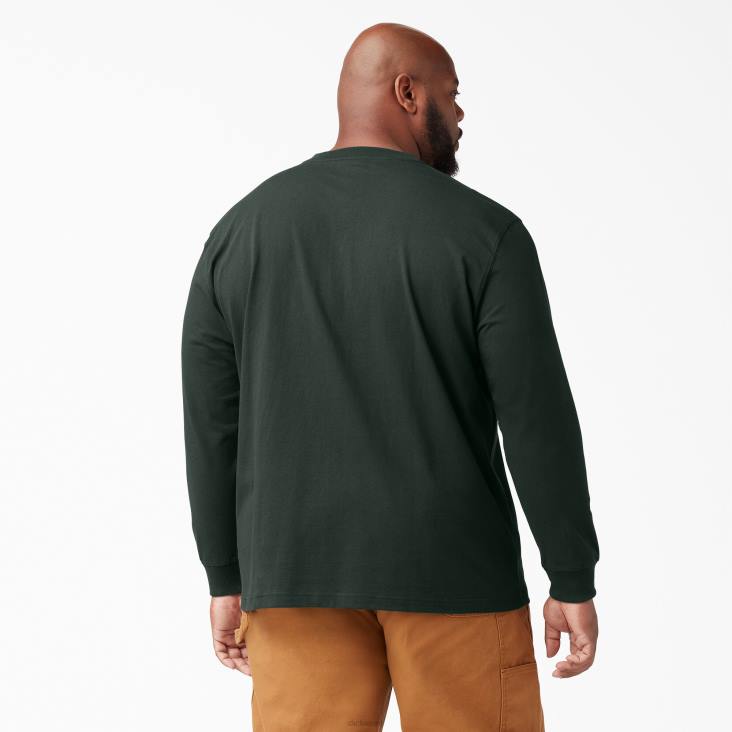 Heren Dickies henley t-shirt met lange mouwen van zware kwaliteit jager groen (gh) kleding 6F0X697